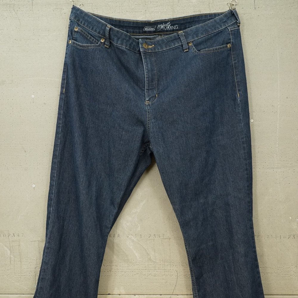 Dickies Perfectly Slimming Ladies Blue Jeans 18 Regular Dark Wash Denim